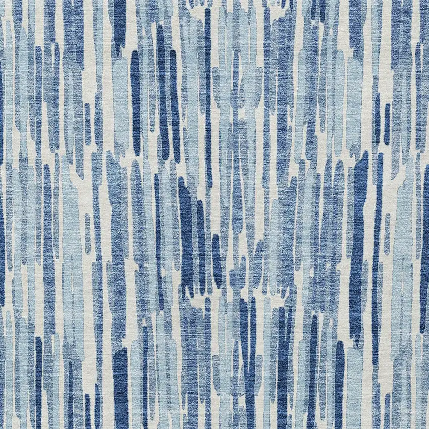 Navy Blue And Sky Blue Abstract Washable Indoor Outdoor Area Rug Photo 4