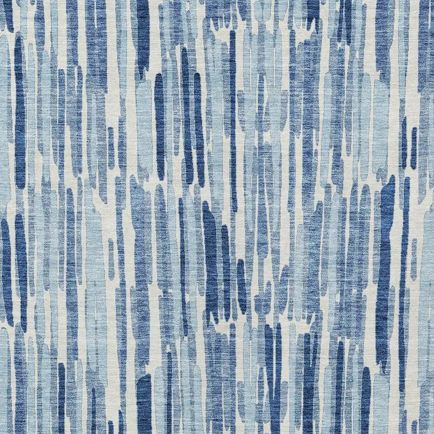 Navy Blue And Sky Blue Abstract Washable Indoor Outdoor Area Rug Photo 4