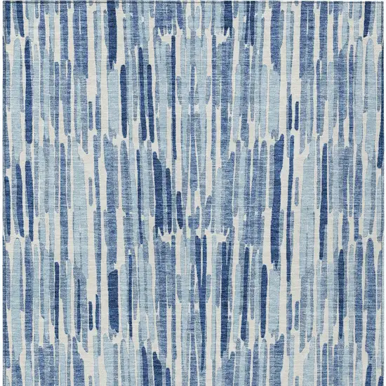 Navy Blue And Sky Blue Abstract Washable Indoor Outdoor Area Rug Photo 5