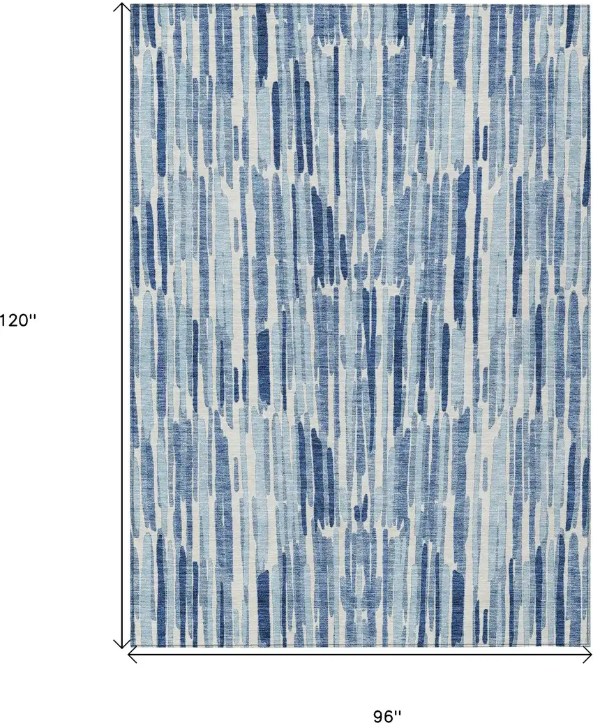 Navy Blue And Sky Blue Abstract Washable Indoor Outdoor Area Rug Photo 3