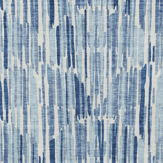 Navy Blue And Sky Blue Abstract Washable Indoor Outdoor Area Rug Photo 4