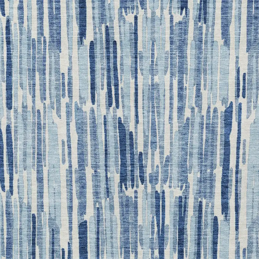 Navy Blue And Sky Blue Abstract Washable Indoor Outdoor Area Rug Photo 4