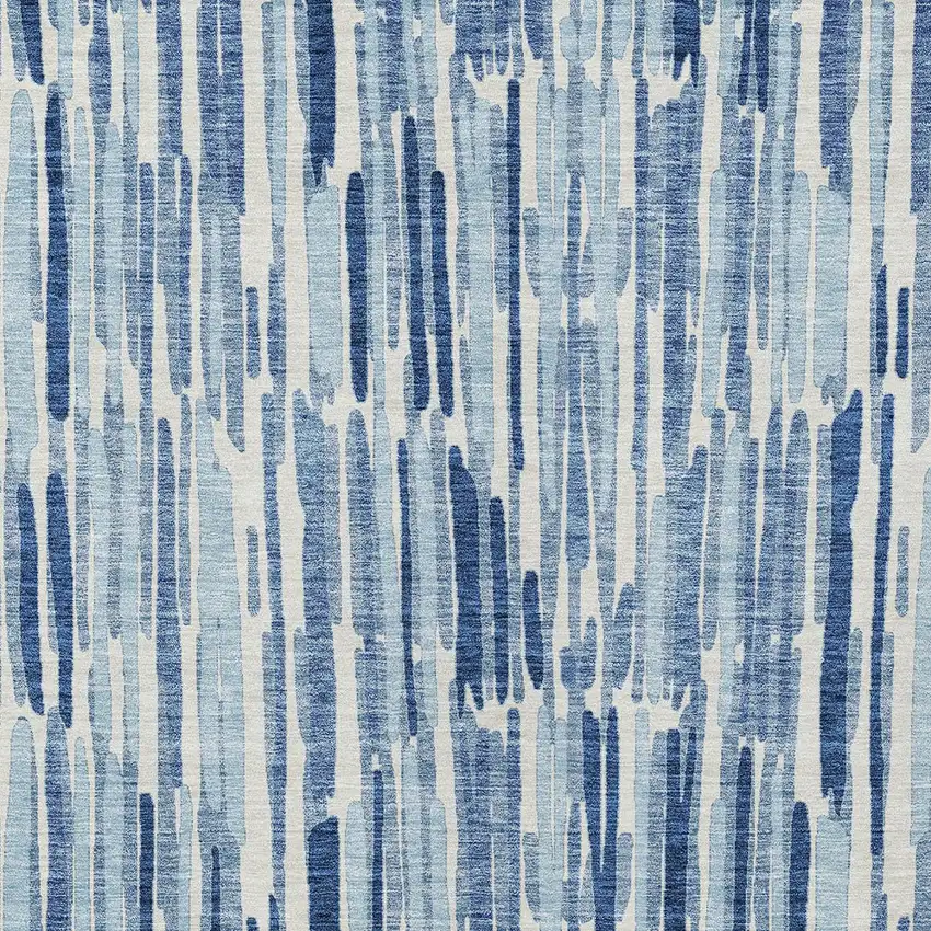 Navy Blue And Sky Blue Abstract Washable Indoor Outdoor Area Rug Photo 4