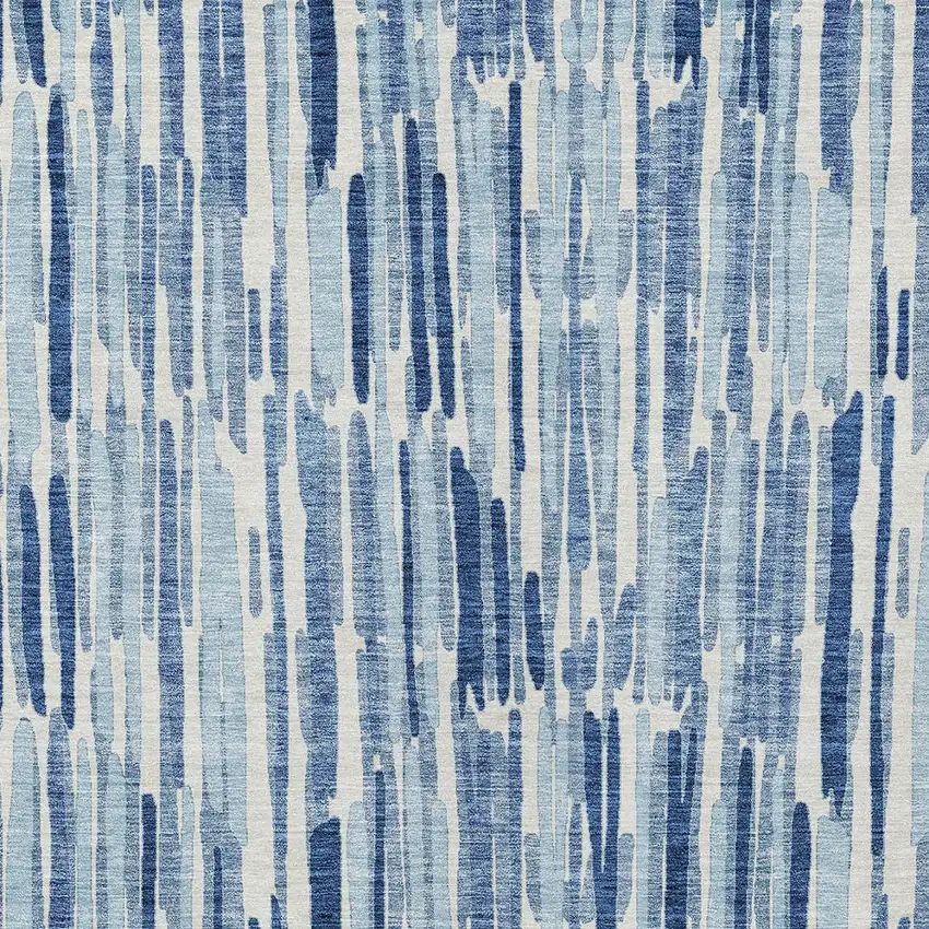 Navy Blue And Sky Blue Abstract Washable Indoor Outdoor Area Rug Photo 5