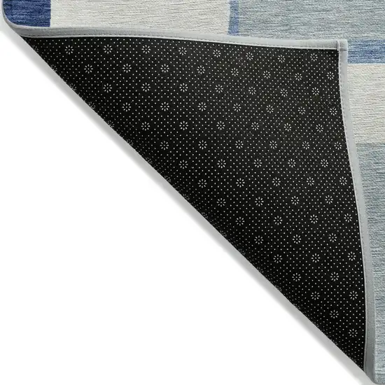 Navy Blue And Sky Blue Abstract Washable Indoor Outdoor Area Rug Photo 2