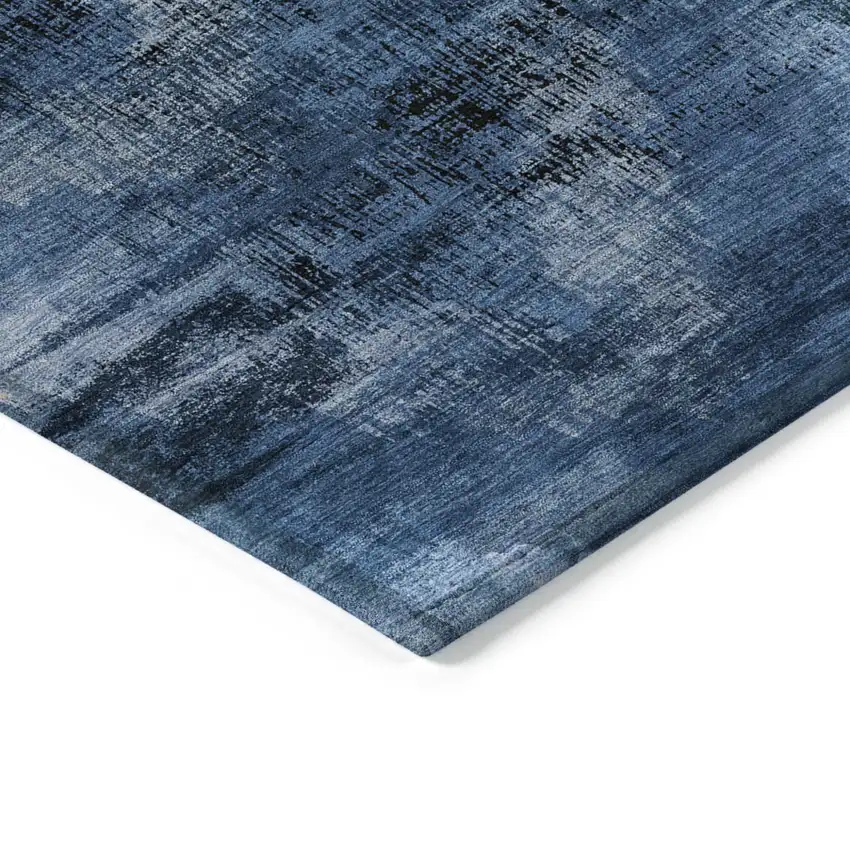 Navy Blue And Sky Blue Abstract Washable Indoor Outdoor Area Rug Photo 4