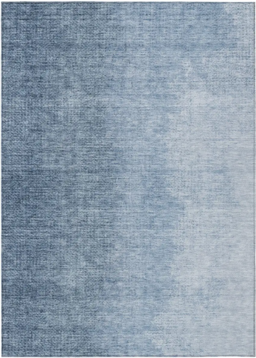 Navy Blue And Sky Blue Abstract Washable Indoor Outdoor Area Rug Photo 2