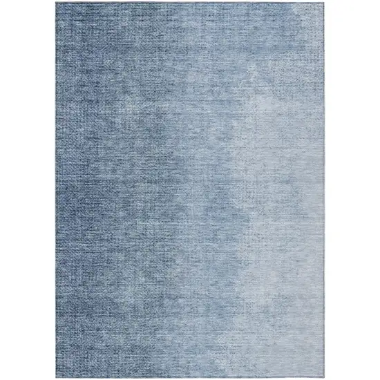 Navy Blue And Sky Blue Abstract Washable Indoor Outdoor Area Rug Photo 2