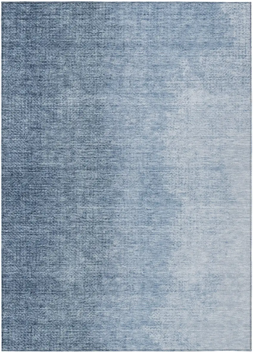 Navy Blue And Sky Blue Abstract Washable Indoor Outdoor Area Rug Photo 2