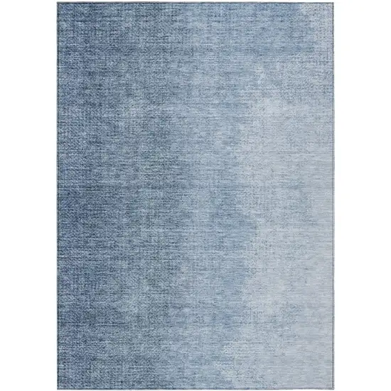 Navy Blue And Sky Blue Abstract Washable Indoor Outdoor Area Rug Photo 2