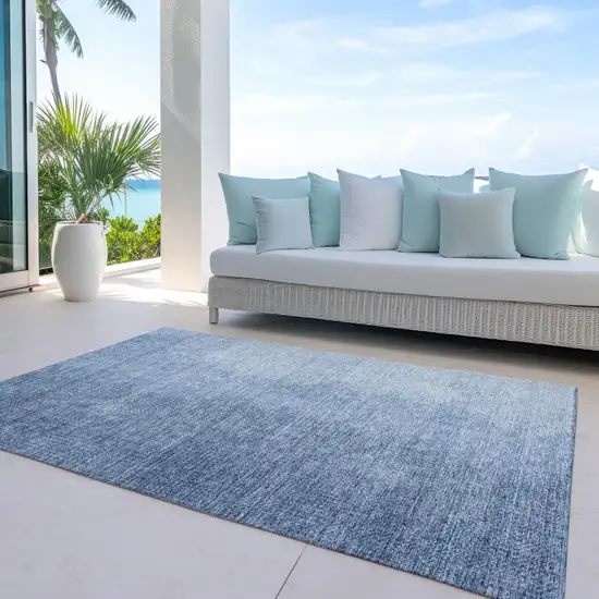 Navy Blue And Sky Blue Abstract Washable Indoor Outdoor Area Rug Photo 8