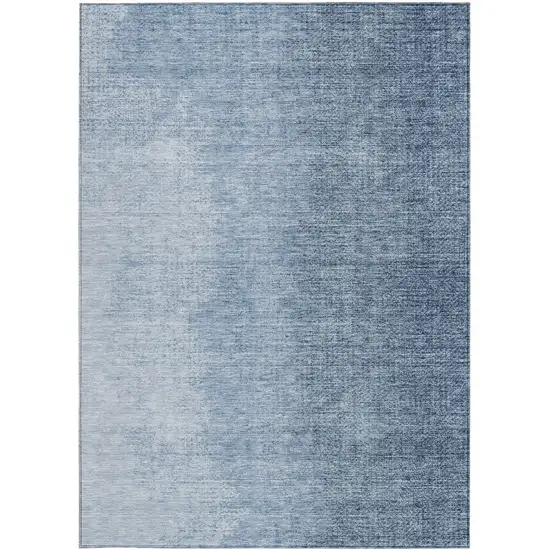 Navy Blue And Sky Blue Abstract Washable Indoor Outdoor Area Rug Photo 7