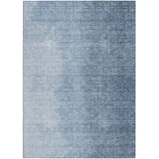 Navy Blue And Sky Blue Abstract Washable Indoor Outdoor Area Rug Photo 7