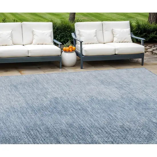 Navy Blue And Sky Blue Abstract Washable Indoor Outdoor Area Rug Photo 1