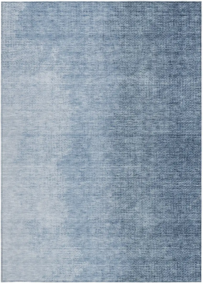 Navy Blue And Sky Blue Abstract Washable Indoor Outdoor Area Rug Photo 6