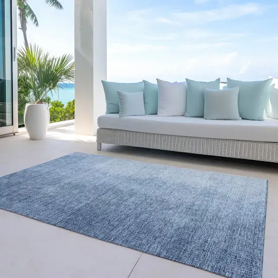 Navy Blue And Sky Blue Abstract Washable Indoor Outdoor Area Rug Photo 8