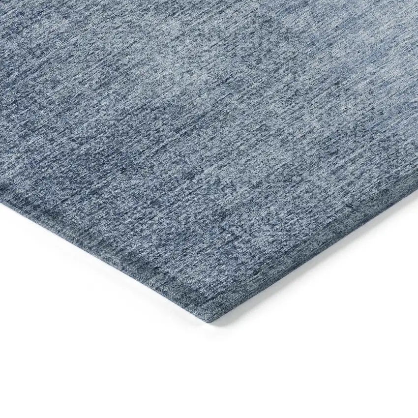 Navy Blue And Sky Blue Abstract Washable Indoor Outdoor Area Rug Photo 5