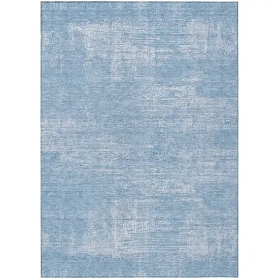Navy Blue And Sky Blue Abstract Washable Indoor Outdoor Area Rug Photo 2