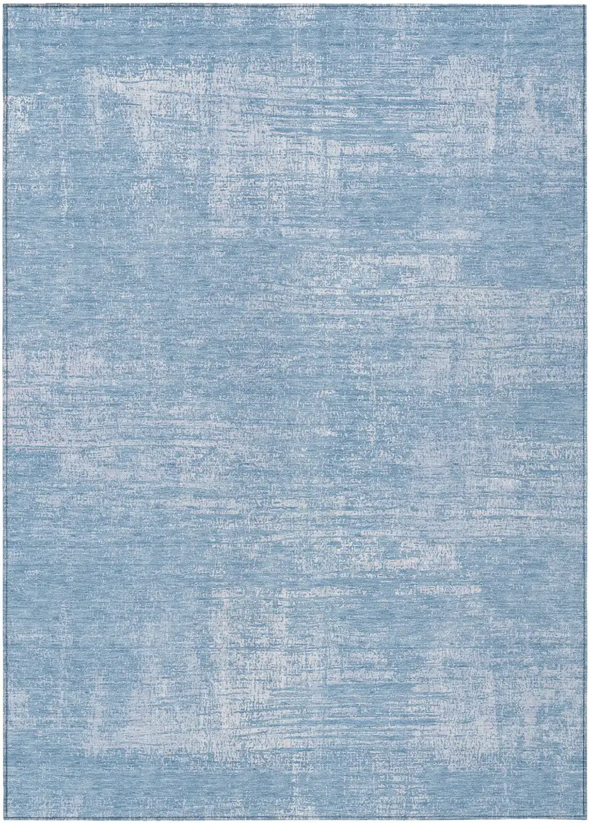 Navy Blue And Sky Blue Abstract Washable Indoor Outdoor Area Rug Photo 2