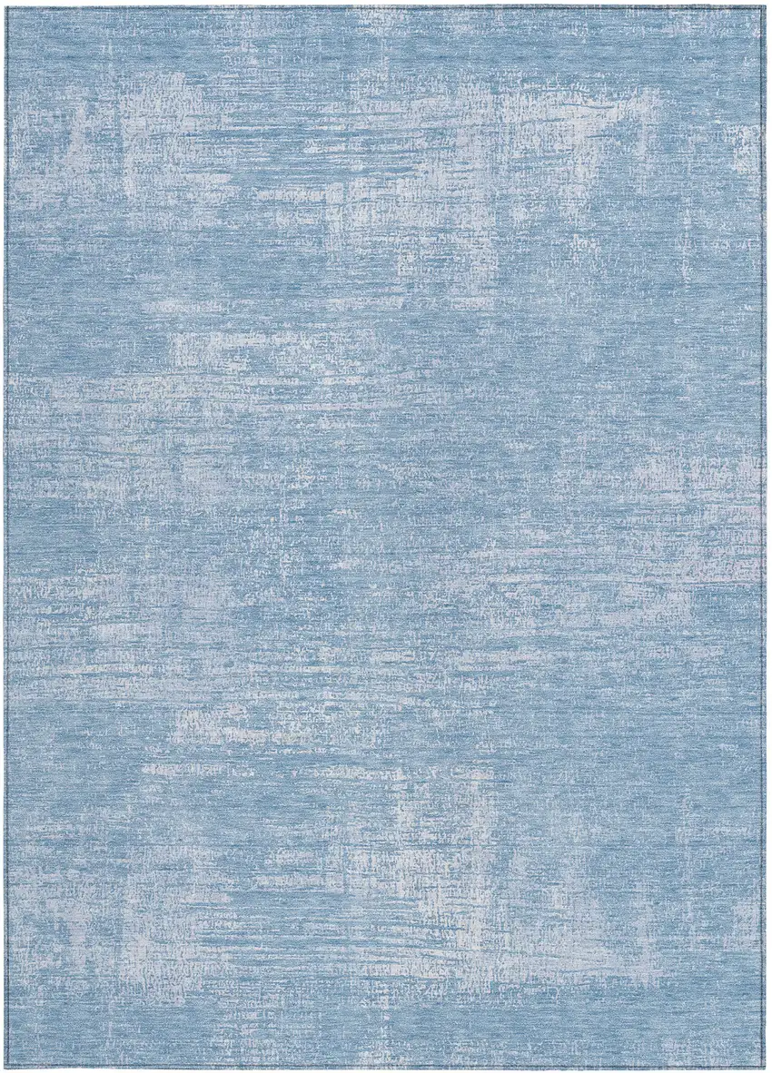 Navy Blue And Sky Blue Abstract Washable Indoor Outdoor Area Rug Photo 6