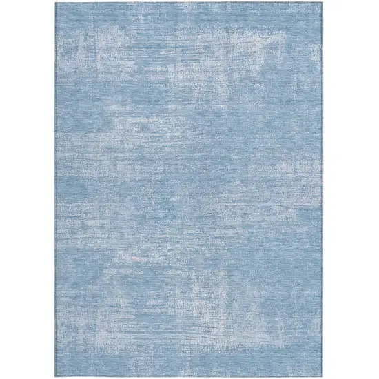 Navy Blue And Sky Blue Abstract Washable Indoor Outdoor Area Rug Photo 6