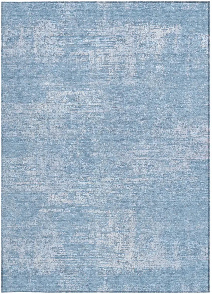 Navy Blue And Sky Blue Abstract Washable Indoor Outdoor Area Rug Photo 6