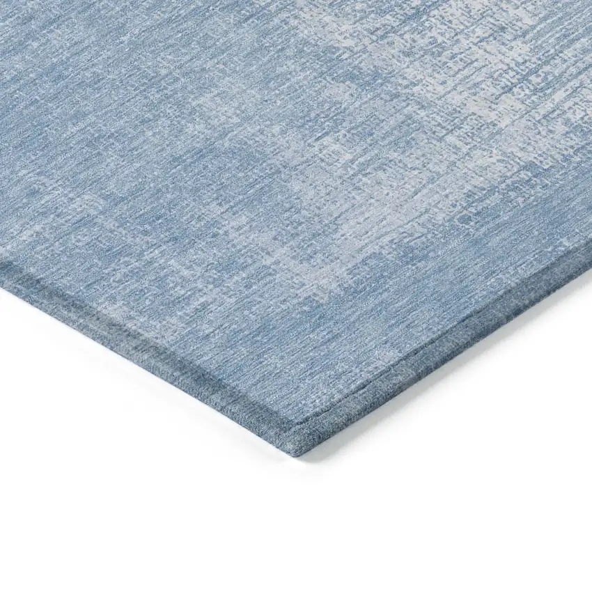 Navy Blue And Sky Blue Abstract Washable Indoor Outdoor Area Rug Photo 5