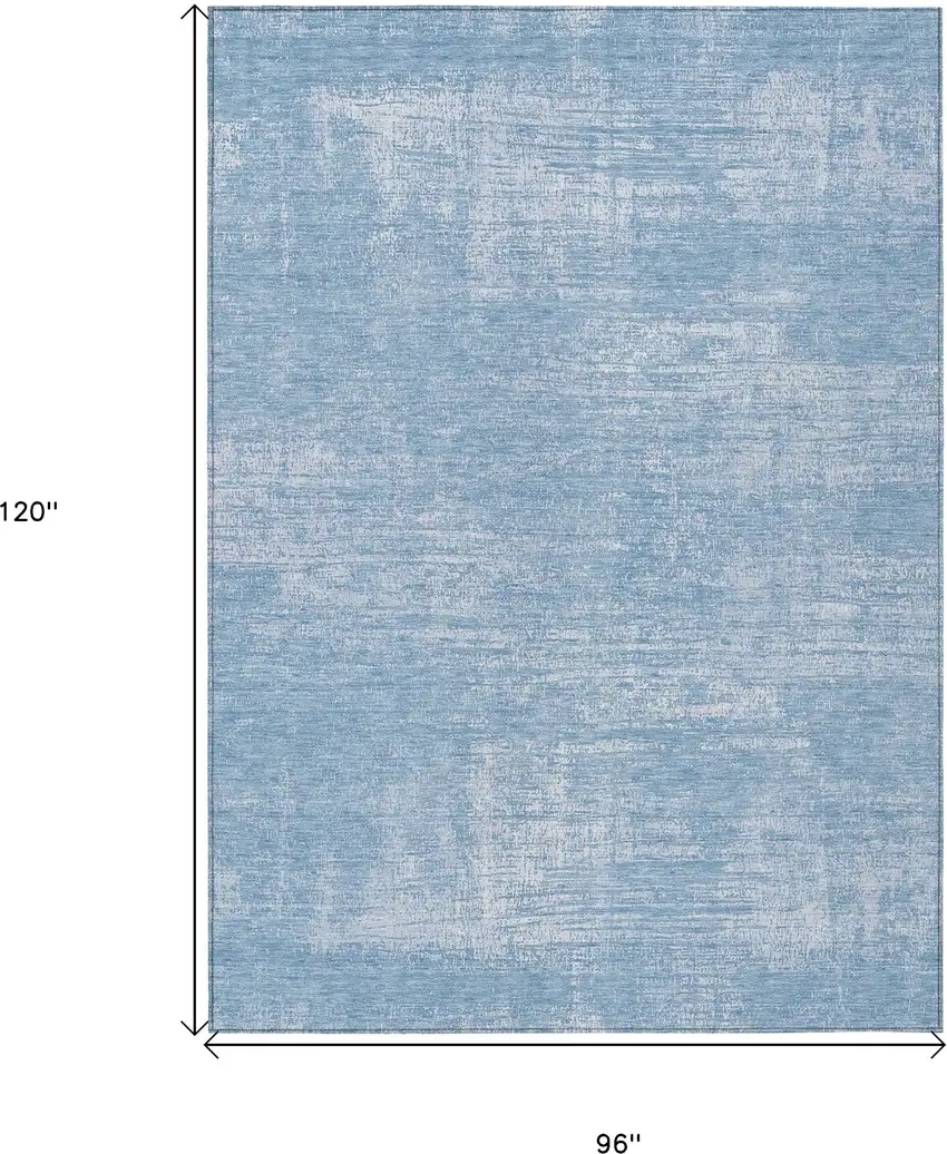 Navy Blue And Sky Blue Abstract Washable Indoor Outdoor Area Rug Photo 3