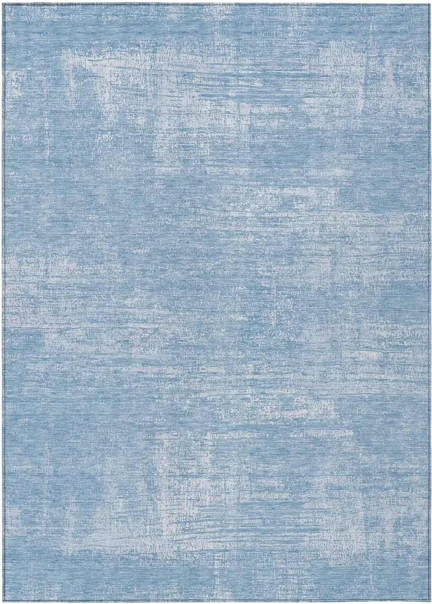 Navy Blue And Sky Blue Abstract Washable Indoor Outdoor Area Rug Photo 2