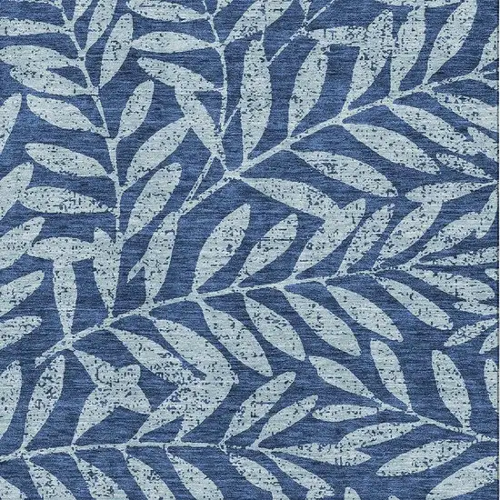 Navy Blue And Sky Blue Floral Washable Area Rug With UV Protection Photo 3