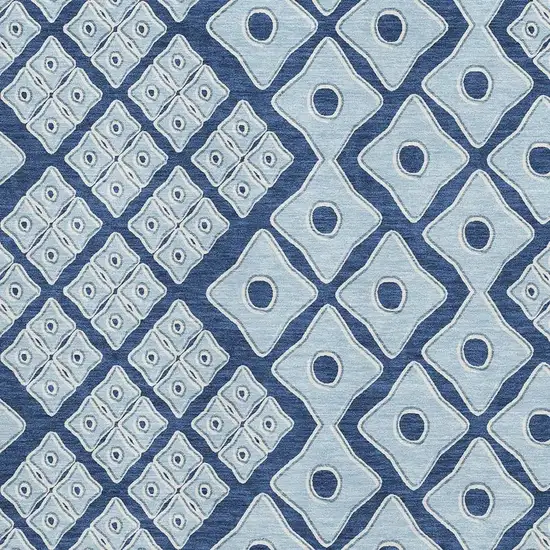 Navy Blue And Sky Blue Geometric Washable Area Rug With UV Protection Photo 4