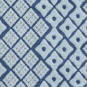 Photo of Navy Blue And Sky Blue Geometric Washable Area Rug With UV Protection