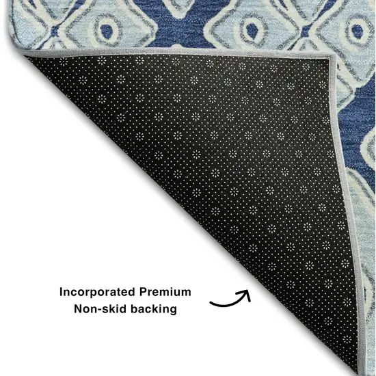 Navy Blue And Sky Blue Geometric Washable Area Rug With UV Protection Photo 8