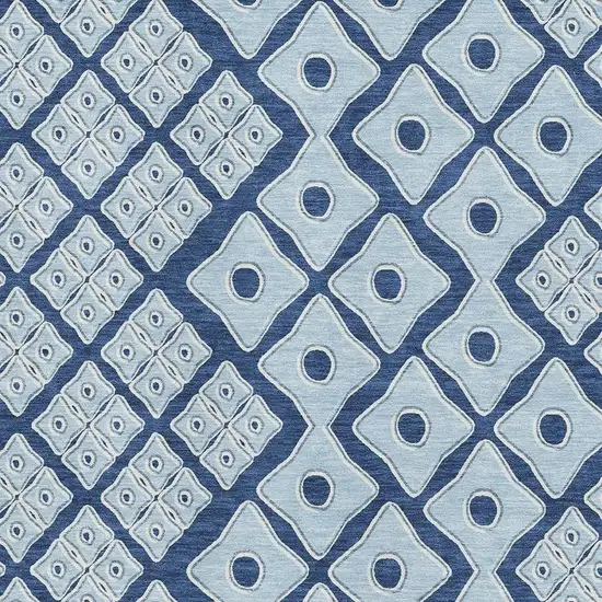 Navy Blue And Sky Blue Geometric Washable Area Rug With UV Protection Photo 4