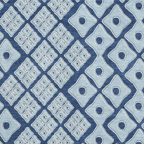 Navy Blue And Sky Blue Geometric Washable Area Rug With UV Protection Photo 3