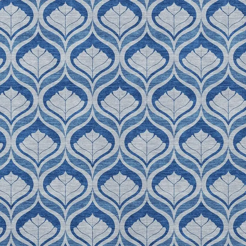 Navy Blue And Sky Blue Geometric Washable Indoor Outdoor Area Rug Photo 2