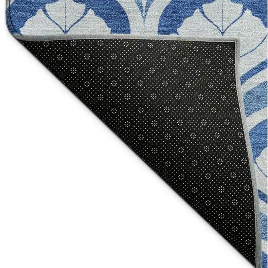 Navy Blue And Sky Blue Geometric Washable Indoor Outdoor Area Rug Photo 9