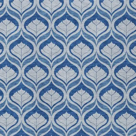 Navy Blue And Sky Blue Geometric Washable Indoor Outdoor Area Rug Photo 2