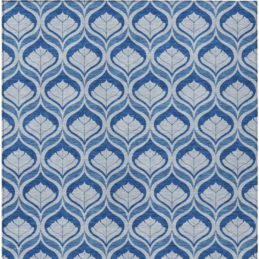 Navy Blue And Sky Blue Geometric Washable Indoor Outdoor Area Rug Photo 3