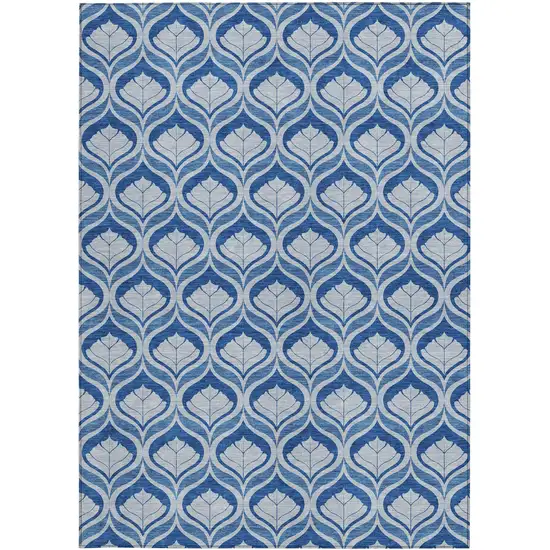 Navy Blue And Sky Blue Geometric Washable Indoor Outdoor Area Rug Photo 3