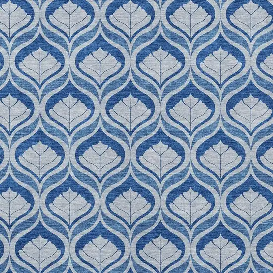 Navy Blue And Sky Blue Geometric Washable Indoor Outdoor Area Rug Photo 2