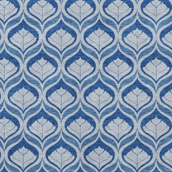 Navy Blue And Sky Blue Geometric Washable Indoor Outdoor Area Rug Photo 2