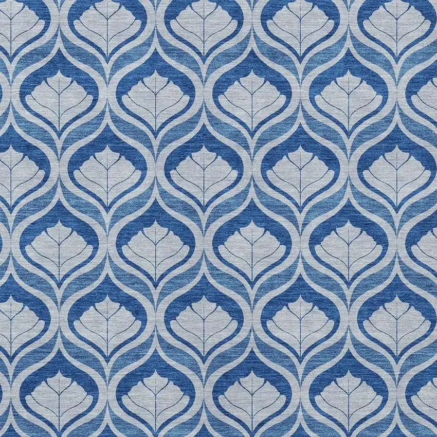 Navy Blue And Sky Blue Geometric Washable Indoor Outdoor Area Rug Photo 2