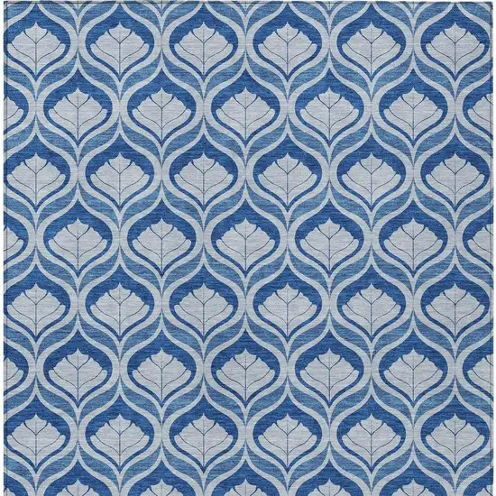 Navy Blue And Sky Blue Geometric Washable Indoor Outdoor Area Rug Photo 3