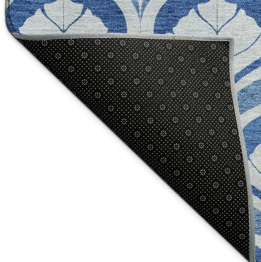 Navy Blue And Sky Blue Geometric Washable Indoor Outdoor Area Rug Photo 9