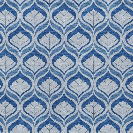 Navy Blue And Sky Blue Geometric Washable Indoor Outdoor Area Rug Photo 2