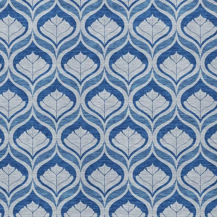 Navy Blue And Sky Blue Geometric Washable Indoor Outdoor Area Rug Photo 2