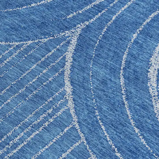 Navy Blue And Sky Blue Geometric Washable Indoor Outdoor Area Rug Photo 2