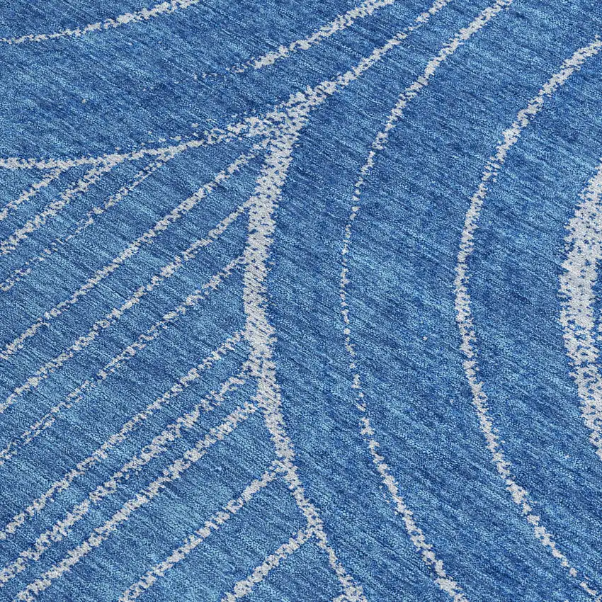 Navy Blue And Sky Blue Geometric Washable Indoor Outdoor Area Rug Photo 2