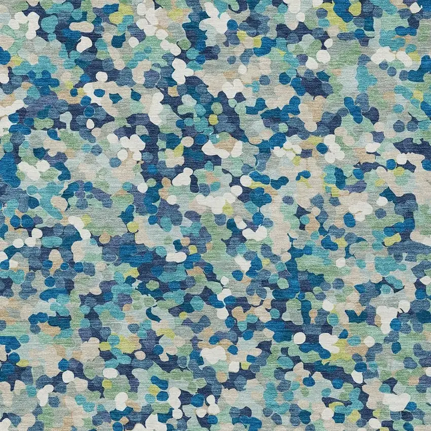 Navy Blue And Sky Blue Geometric Washable Indoor Outdoor Area Rug Photo 2